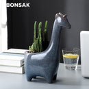 Maceta de cerámica de jirafa, maceta de Animal, jarrón de cervatillo, planta de Cactus suculenta, arreglo de flores en maceta, decoración de escritorio para el hogar