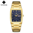 Relogio Masculino WWOOR 2022 New Square Watch Men with Automatic Week Date Man Quartz Wrist Watches Luxury Stainless Steel Gold