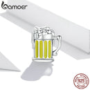 bamoer Beer Glass Charm fit Original Snake Bracelet 925 Sterling Silver Women Jewelry DIY Beads Enamel process Making SCC1671
