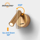 Brass Indoor LED Wall Light With Switch Interior Wall Lamp Decorat Bedroom Hotel Guest Room Lighting for a bedside reading light