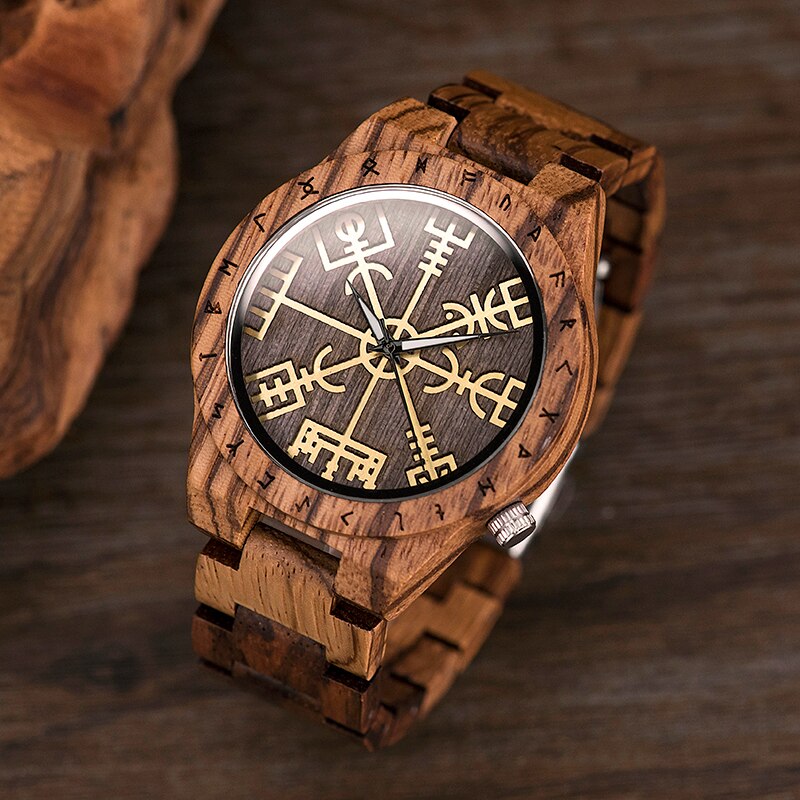 BOBO BIRD Male Watch Wooden Men watches Golden Compass Guide Luminous Hands Wristwatch In Gift box relojes para hombre