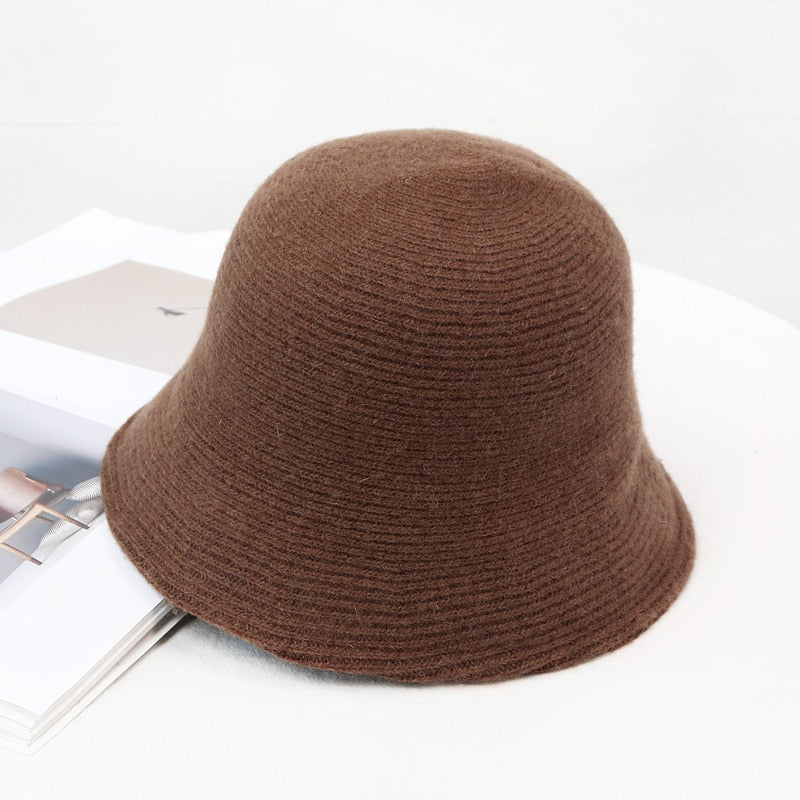 2020 Panamá cálido invierno sombrero de cubo para mujer para adolescentes sombrero de lana de fieltro para niña otoño e invierno moda piel negro gorra de hip hop