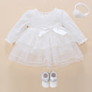 Baby Baptism Dress 2022 Bow Newborn Baby Girls Infant Dresses &amp; Clothes Snow White Baby Dress 1 Year Old Birthday Girl Dress