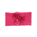 Nishine Soft Stretch Satin Rose Flower Baby Headband Newborn Knot Wide Nylon Headwraps Turban Girls Headwear Kids Photo Props