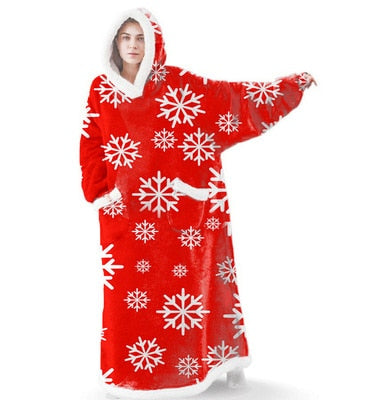Long Flannel Blanket with Sleeves Winter Oversized Hoodies Sweatshirt Women Men Pullover Sweat Giant Blanket Hoodie Sudaderas