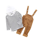 Spring Autumn Baby Boys Girls Clothes Infant Cotton Striped T Shirt Bib Pants 2pcs/sets Kids Garment Children Casual Sport Suit