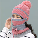 2020 New 3 Pieces Set Women's Knitted Hat Scarf Caps Neck Warmer Winter Hat For Ladies Girls Skullies Beanies Warm Fleece Caps
