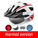 Victgoal Bicycle Helmet LED Moutain Road USB Rechargeable Light Cycling Helmet For Man Sun Visor Goggles Men MTB Bike Headgear