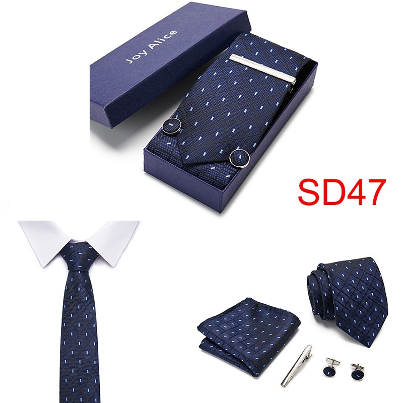 Gift Box 38 styles Tie Set Hanky Cufflinks With Gift Box Jacquard Woven Neckties Set For Men Wedding Party Lots of  accessories