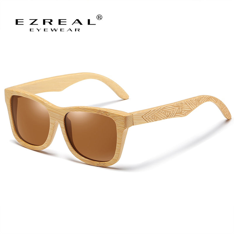 Gafas de sol de bambú de madera Natural hechas a mano con diseño de marca EZREAL, gafas de sol de lujo polarizadas de madera, gafas de sol masculinas