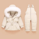 Kinder Daunenmantel Jacke + Overall Kinder Kleinkind Mädchen Junge Kleidung Daunen 2 stücke Winter Outfit Anzug Warme Baby Overalls Kleidung Sets