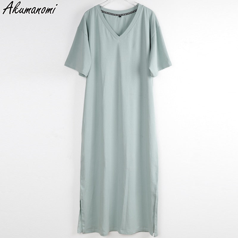 Übergroßer V-Ausschnitt Plus Size Damen Maxikleid 4xl 5xl 6xl 7xl 8xl 9xl 10xl Sommer Beiläufige Lose Lange Koreanische Harajuku Boho Kleider