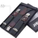 Genuine Leather Men's Suspenders  3/6 Clips Braces Suspensor Adjustable Belt Strap Bretelles Vintage Male Garter For Shirt