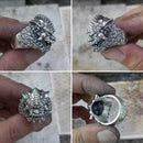 925 Sterling Silver Chinese Style Lion Ring Mens Biker Punk Ring TA210 US Size 7~15