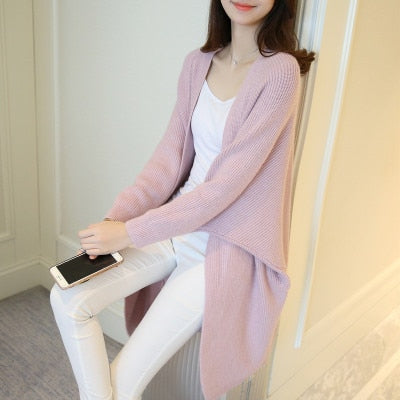 2020 Long Cardigan Women Sweater Autumn Winter Bat Sleeve Knitted Sweater Femme Jacket Loose Ladies Sweaters Cardigans New