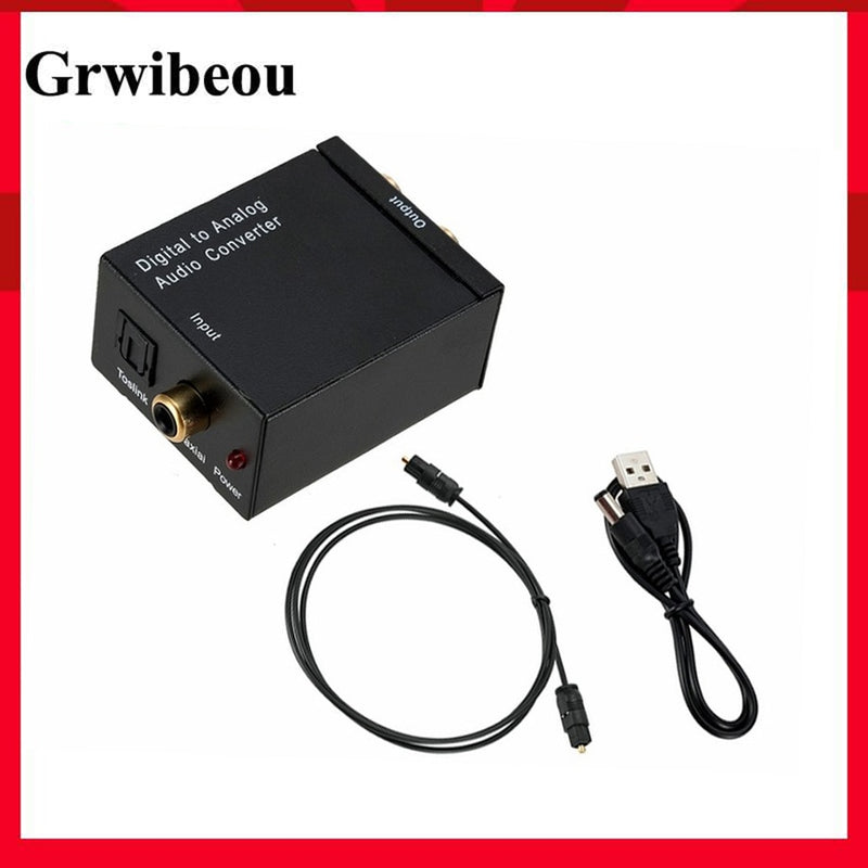 Grwibeou USB DAC Convertidor de audio digital a analógico Salida RCA R / L Audio estéreo digital óptico SPDIF Coaxial a DAC analógico USB