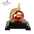 Asklove Gold Phoenix Ornament 3D peacock Statue 24K Gold Foil Decoration Miniature Figurines Desktop Crafts Home Decor Gifts