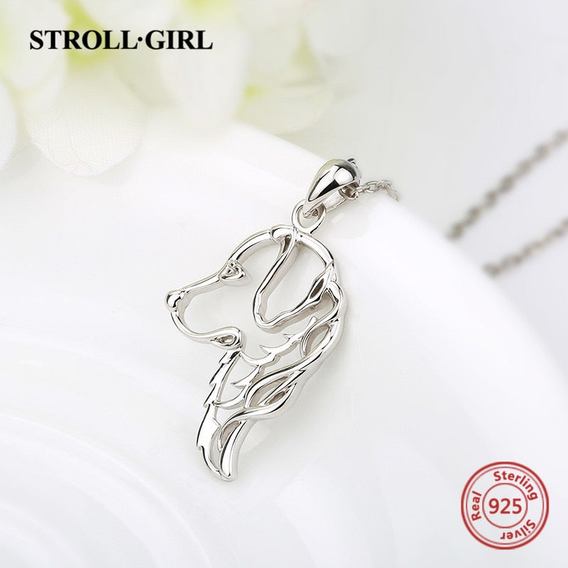 Strollgirl plata esterlina 925 lindo Animal perro mascota collares y colgantes mujer joyería de moda para regalo de mujer