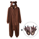 Oso Onesie mujeres hombres Kigurumis Animal pijama dibujos animados zapatillas Festival Homewear invierno cálido traje cremallera botón monos