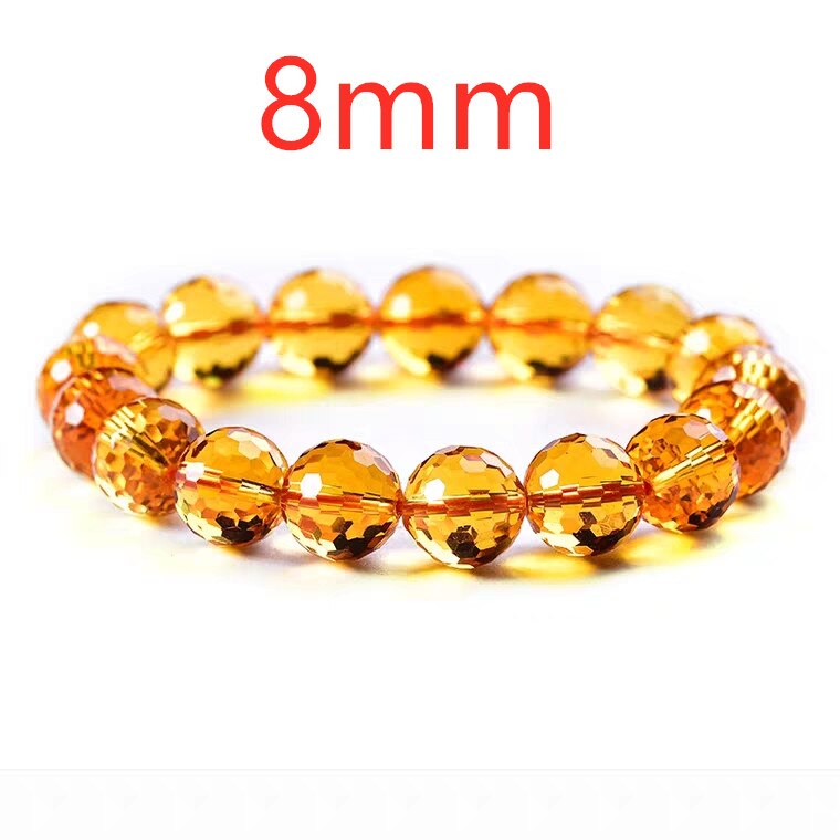 Genuine Natural Yellow Citrine Clear Round Beads Bracelet Women Men Crystal Gemstone Wealthy 8mm 10mm 12mm Gift AAAAA