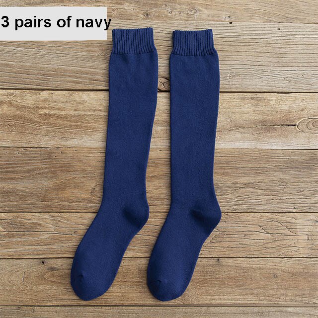6PCS=3Pairs Men's Winter Compression Stocking Warm Hot Knee High Long Leg Terry Socks Cotton Thicken Cover Calf Socks Size 38-44