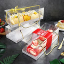 StoBag 10pcs Transparent With Paper Bottom Tote Boxes Baby Shower Cake Decoration Birthday Party Package Backing Supplies Box