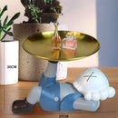 Violent bear statue Tidy Bear Statue With Metal Tray Storage Keys, Candy, Friut Home Ornaments Decoration Table Room Decorations