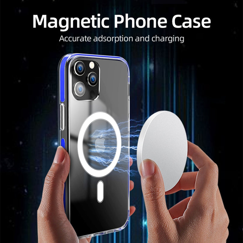 Joyroom Transparent Phone Case For iPhone 12 Pro Max 12 Mini Case Magnectic Back PC Cover Support For iPhone Wireless Charging