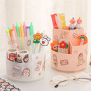 MINKYS Multifunctional 3 Grid 360 Degree Rotating Pen Holder Desktop Organizer Large Capacity Pencil Box School Stationery