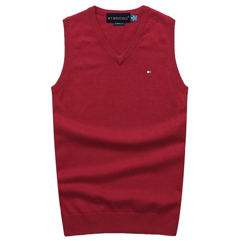 Good Quality Spring Autumn Men's Vest Sleeveless Sweaters Pullovers 100% Cotton Casual Knitted Vest Fashion Knitted Male Tops