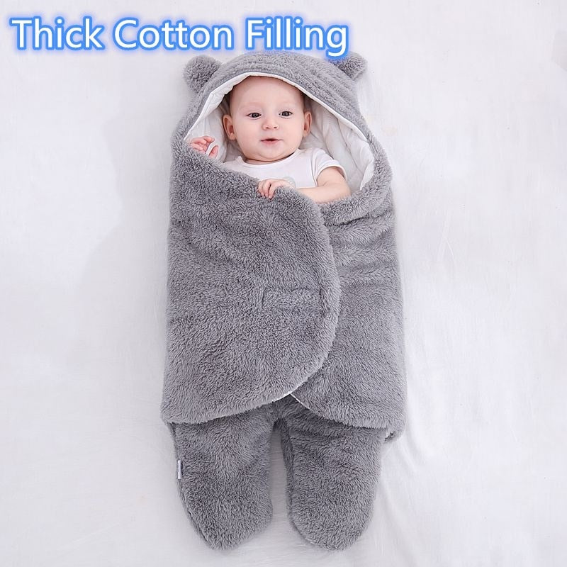Baby Sleeping Bag Ultra-Soft Fluffy Fleece Newborn Receiving Blanket Infant Boys Girls Clothes Sleep Nursery Wrap Swaddle