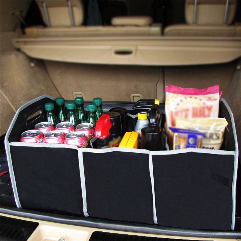 Auto-Kofferraum-Aufbewahrungsbox, extra großer, zusammenklappbarer Organizer mit 3 Fächern, Autositz-Organizer, Autozubehör, Innenraum