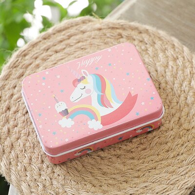1Pc Cartoon Unicorn Flamingo Metal Storage Box Sealed Jar Jewelry Candy Packing Boxes Small Storage Cans Coin Earrings Gift Box