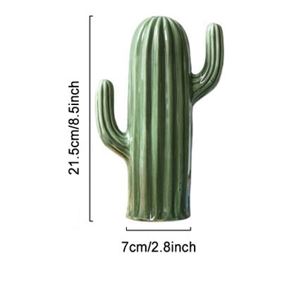 Nordic Style Creative Ceramics Cactus Ornaments Living Room Desktop Decorative Simulation Green Plant Figurines Home Decoration