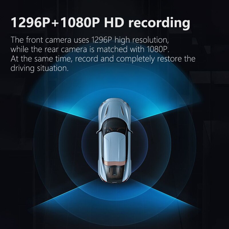 Cámara DVR para coche VVCAR F3 Full HD 1296P Speed ​​N GPS Dashcam Video Recorder trasera AHD 1080P Dash Cam registrador