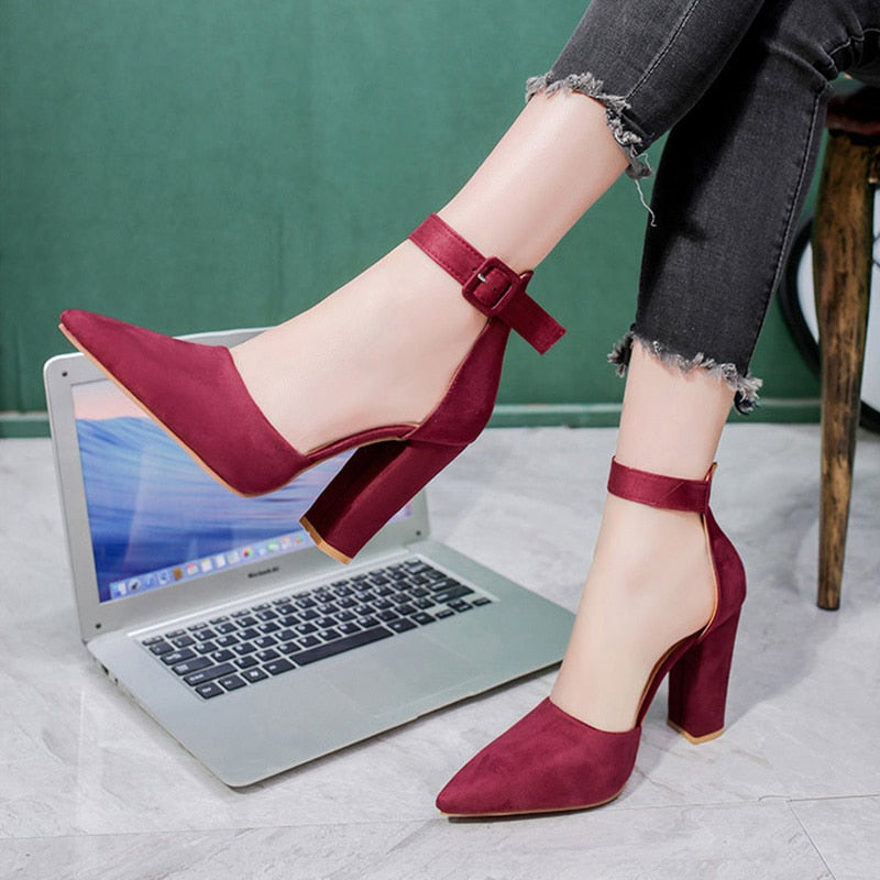 Fashion Ladies High Heels Female Zapatos Mujer Pointed Toe Pumps Women Shoes Woman Party Ankle Strap Pumps 2022 Summer Sandals