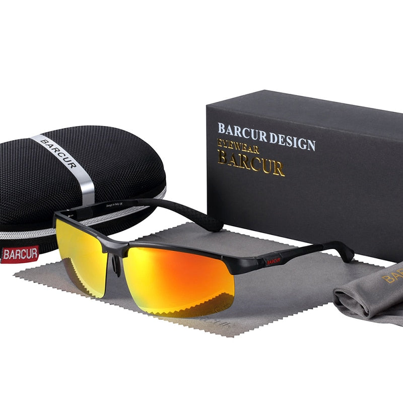 BARCUR Aluminium Magnisium Sport Sunglasses Polarized Light Weight Driving Glases Men Women