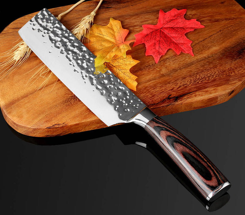 XITUO Kitchen Knives 8&quot; Stainless Steel Chef Knife High Grade 7Cr17 Frozen Meat Cutter Wood Handle Identation blade Cooking Tool