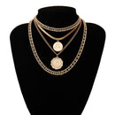 IngeSight.Z Punk Multi Layer Curb Cuban Chunky Thick Portrait Choker Halskette Damen Vintage geschnitzte Münze Anhänger Halskette Schmuck