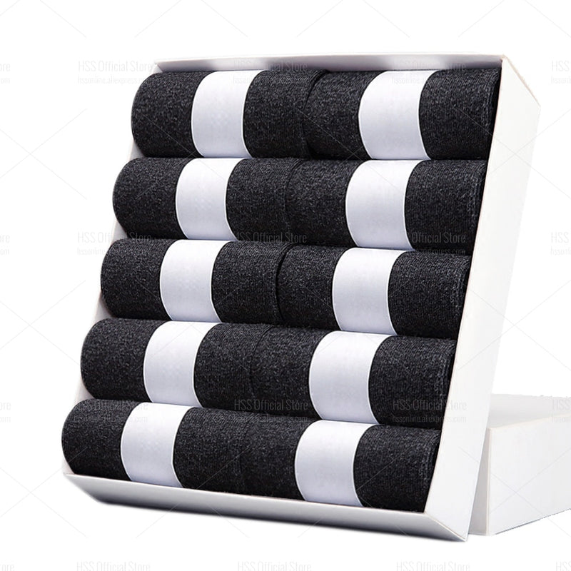 HSS Brand Business Men 100% Cotton Socks New Style Black Casual Socks Soft Breathable Summer Winter Long Socks Plus Size (7-14)