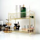 Estante de almacenamiento de cosméticos de Metal de 2 capas, organizador de maquillaje para baño, estantes de almacenamiento de hierro para condimentos de cocina, caja organizadora de maquillaje