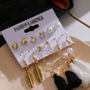 2020 Vintage Women Drop Earrings Set Bohemia Acrylic Tassel Pearl Alloy Long Pendant Earrings Geometric Jewelry Party Gift