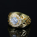 Kinel Big Wide Wedding Men Rings Fashion Dubai Yellow Gold Color White Cubic Zirconia Rings For Women Boho Retro Jewelry