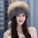 Winter Real Fox Fur Hats For Women Winter Stylish Russian Thick Warm Beanie woman Hat Natural Fluffy Fur Caps With Tail