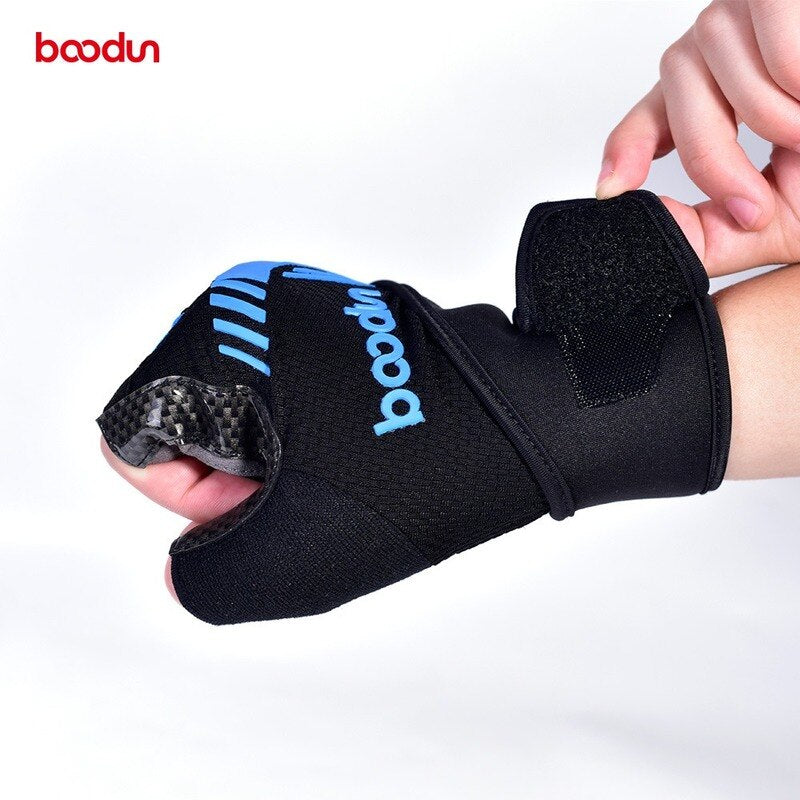 Boodun Herren Gewichtheberhandschuhe Halbfinger Gym Fitness Handschuhe mit Handgelenkbandage Unterstützung Crossfit Sport Training Workout Handschuhe