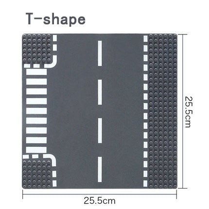 City Road Street placa base recta Crossroad Curve T-Junction bloques de construcción placas Base construcción para niños regalo