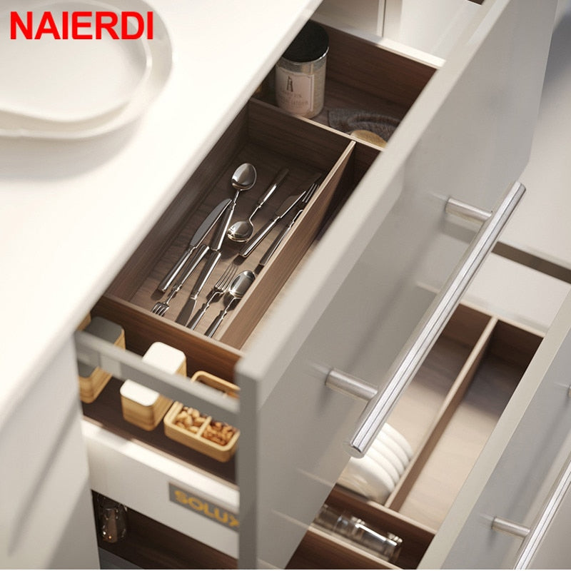 NAIERDI 20PCS Stainless Steel T Bar Furniture Handle Brushed Gold Kitchen Handle Black Cabinet Pull with Cuttable Bamboo Screw