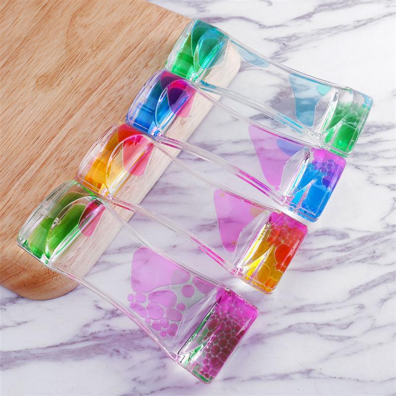1PC Single Color Timer Sandglass Floating Liquid Oil Acrylic Hourglass Waist Shape Oil Liquid Motion Bubble Desk Toys Gift Decor