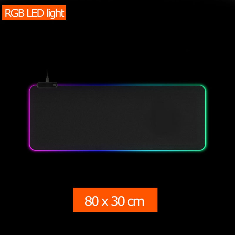 All black RGB Non-Slip Gaming Mousepad For PC Laptop Gamer, Large/Medium/Small Keyboard Carpet Mat Mouse Pad Rubber Table Rug