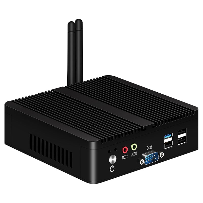 XCY Fanless Mini PC Intel Celeron J1900 Quad Cores Dual Ethernet RS232 Windows Linux HDMI VGA 4xUSB WiFi Industrial Computers